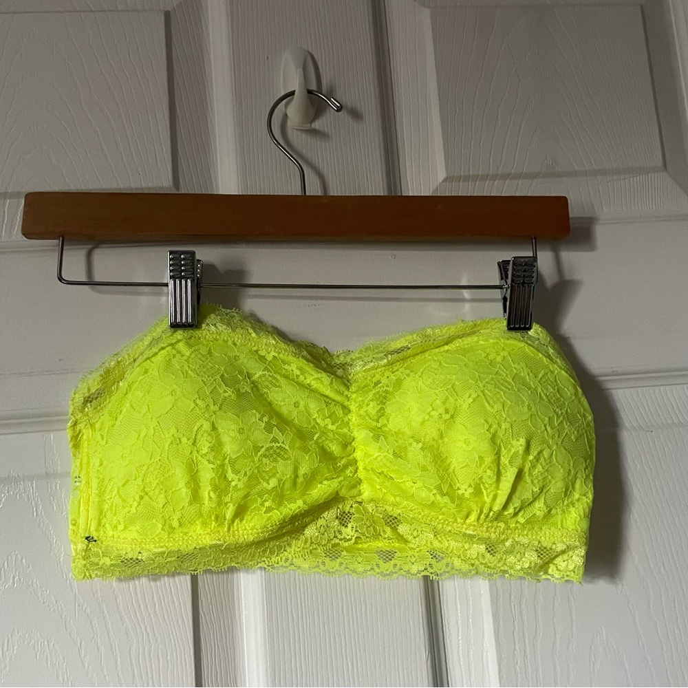 Dots Neon Yellow Lace Bandeau Bra